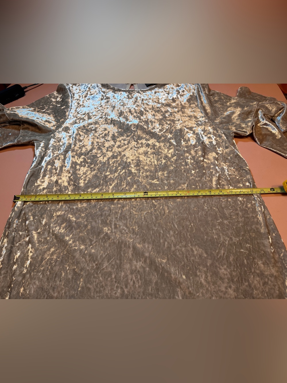 Sunday in Brooklyn Crushed Velvet Champagne/Silver Mini Dress - Picture 8 of 8